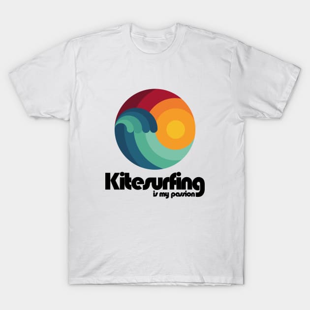 kitesurfing is my passion Sunset Sunrise Ocean Wave Surfer Diver Sea Gift T-Shirt by MrTeee